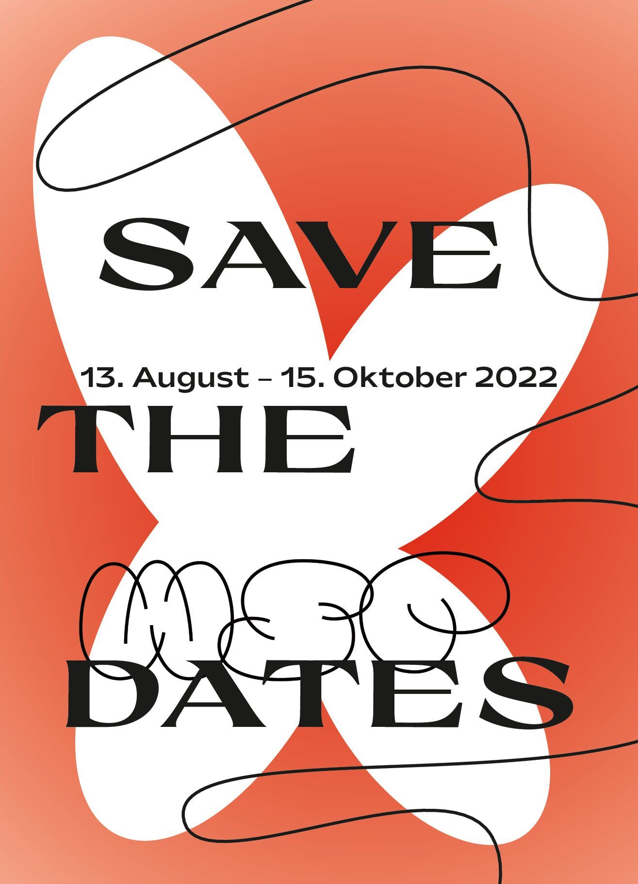 Rot-weiße Flyer-Vorderseite mit „Save the Dates“ in großen Versalien und dem WSP-Logo in der Mitte.