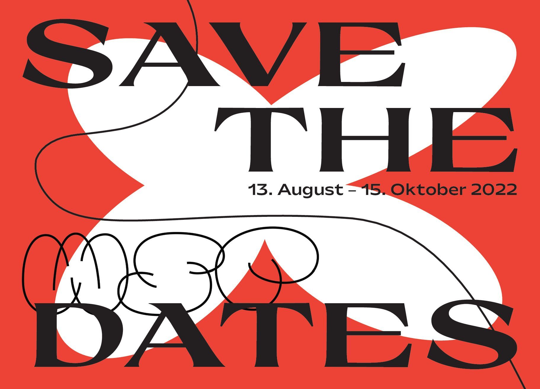 Rote Postkarte mit weißer Kreuzform, „Save the Dates“ und dem WSP-Logo.